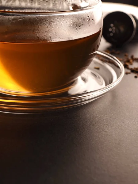 Glas Med Ekologisk Chai Ett Stenbord Hälsosam Mat Koncept Närbild — Stockfoto