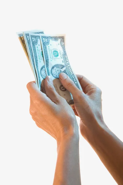 Hände Die Ein Geld Der Hand Halten — Stockfoto