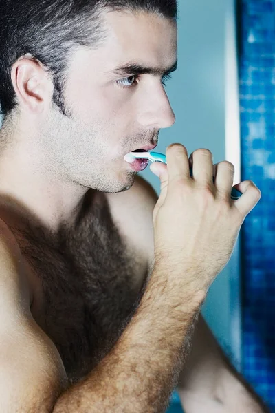 Young Man Beard Mustache Holding Razor — Stock Photo, Image