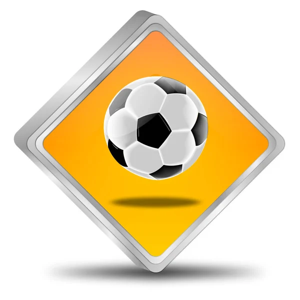 Bouton Avec Ballon Football Orange Illustration — Photo