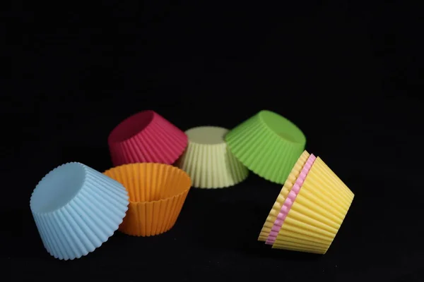 Beaux Moules Pour Muffins Silicone Dessert Couleurs Formes — Photo