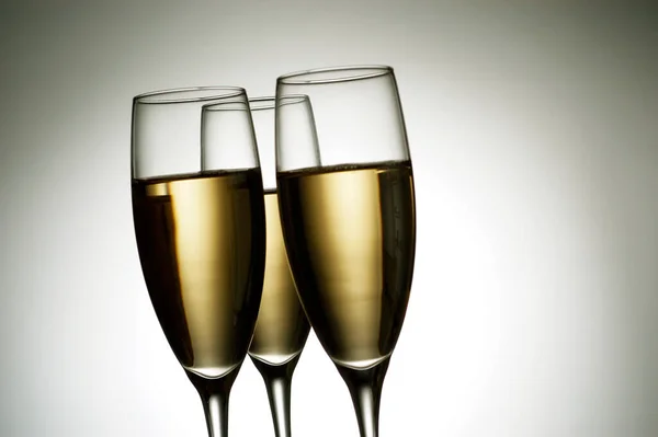 Bicchieri Champagne Con Bicchiere Vino — Foto Stock