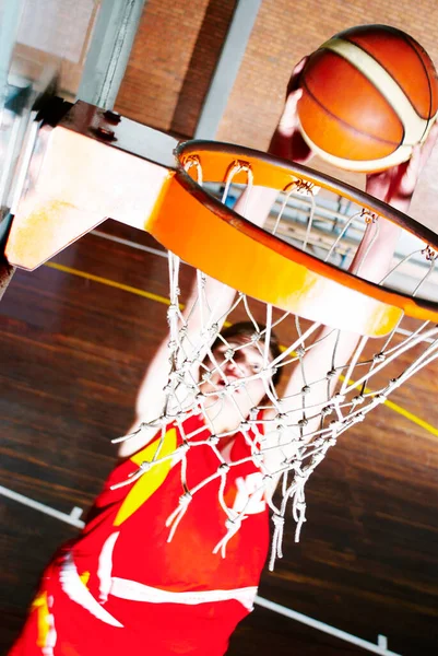 Баскетбольна Обручка Ячем Кошик Червоного Білого — стокове фото