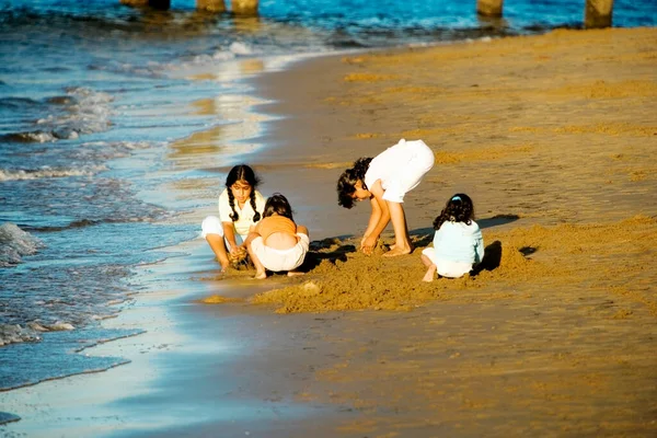 Sahilde Oynayan Çocukların Yüksek Açılı Görüntüsü San Diego California Usa — Stok fotoğraf