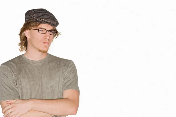 Retrato Joven Con Sombrero Gafas — Foto de Stock