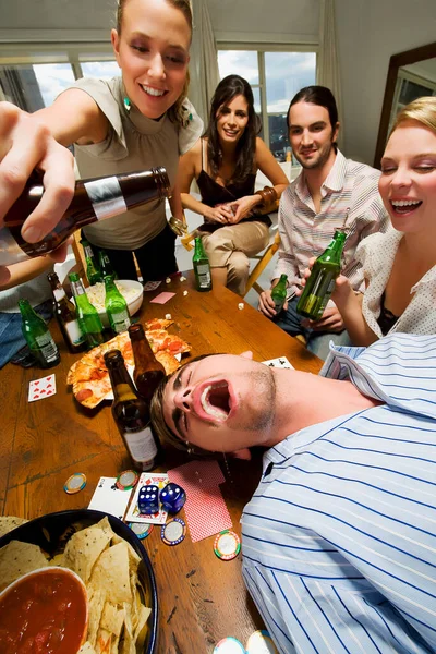 Group Friends Celebrating Party Beer Wine — Stock Photo, Image
