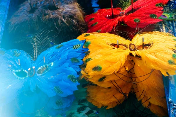 Primi Piani Maschere Multicolore Maschera New Orleans Louisiana Stati Uniti — Foto Stock