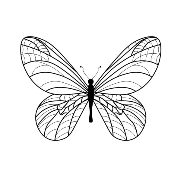 Vlinder Icoon Zwart Wit Illustratie — Stockfoto