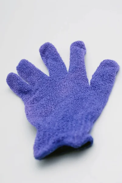 Blauwe Handschoenen Een Witte Achtergrond — Stockfoto