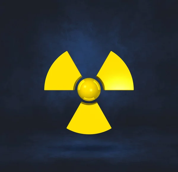 Radioaktív Szimbólum Elszigetelt Sötét Kék Stúdió Háttér Illusztráció — Stock Fotó