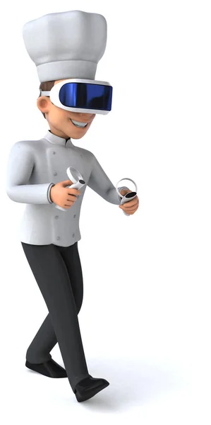 具有Vr Helmet的厨师的有趣3D图像 — 图库照片