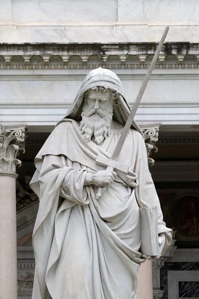 Статуя Святого Павла Перед Базиликой Святого Павла Стенами Рим Италия — стоковое фото