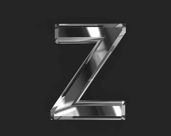 ホワイトの輝きのガラスは 明確なフォントを作った 文字Zは暗い背景に隔離され シンボルの3Dイラスト — ストック写真