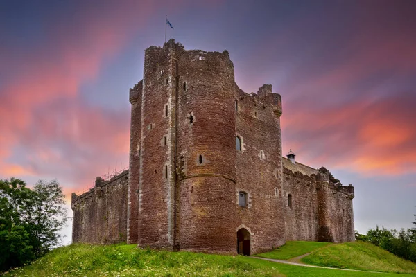 Sunset Doune Castle Stirling District Scotland Medieval Courtyard Fortress Built — Stock Photo, Image