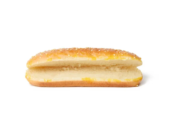 Gebackene Ovale Hot Dog Brötchen Backwaren Mit Sesam Bestreut Und — Stockfoto