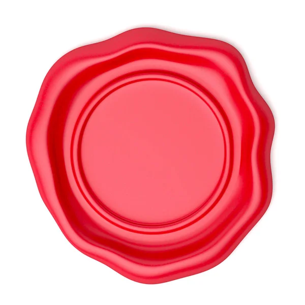 白い背景に隔離された赤いワックスシール トップビュー — ストック写真