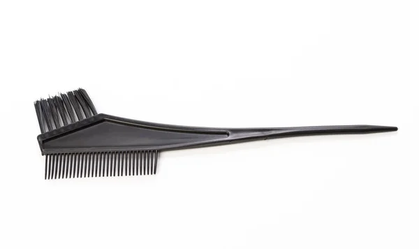 Schwarzer Kunststoffpinsel Für Haarfärbung Isoliert Auf Weißem Hintergrund Nahaufnahme — Stockfoto