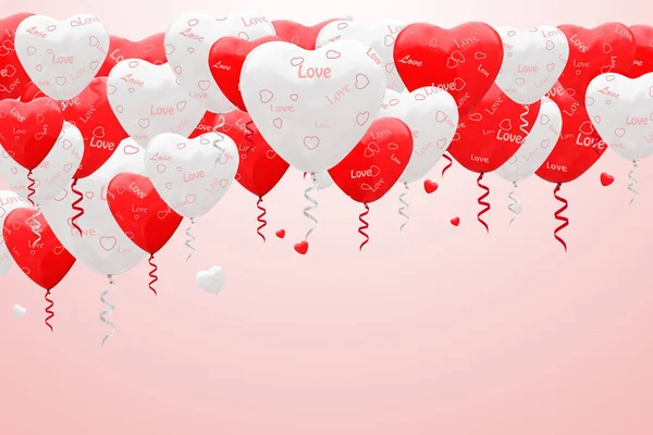 Balónky Srdce Bílém Pozadí — Stock fotografie
