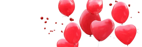 Weergave Van Een Rode Witte Ballonnen Met Een Roze Achtergrond — Stockfoto