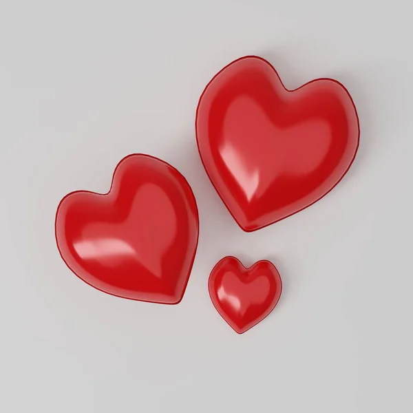 Corações Vermelhos Fundo Branco Conceito Dia Dos Namorados — Fotografia de Stock
