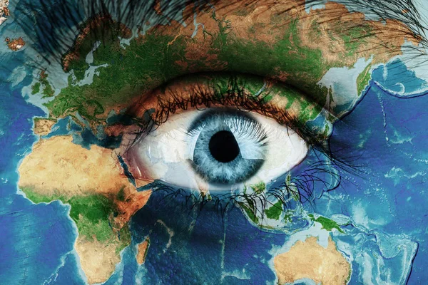 Pozemské Kontinenty Namalované Obličeji Koncept Zachránit Planetu Obrázek Země Namalovaný Stock Snímky
