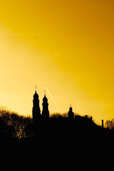 Solnedgång Över Staden Huvudstaden Lithuania — Stockfoto