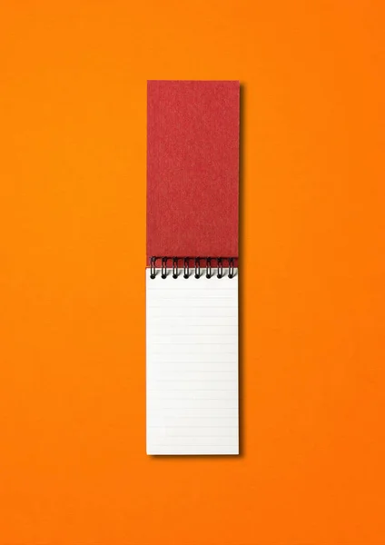 Mockup Espiral Branco Aberto Notebook Isolado Laranja — Fotografia de Stock