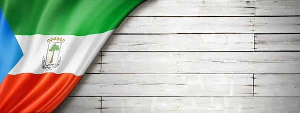 Equatorial Guinea Flag Old White Wall Horizontal Panoramic Banner — Stock Photo, Image