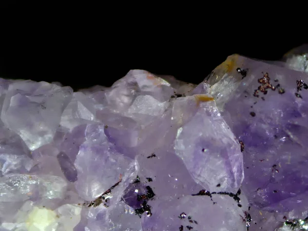 Macro Mineral Quartz Amethyst Black Background — Stock Photo, Image