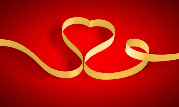 Czerwone Serce Wstążką Tekst Miłość Walentynki — Zdjęcie stockowe