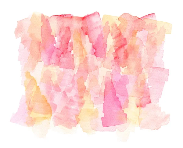 Watercolor Ilustração Pintada Mão Abstrata Cores Rosa Amarelo Brilhante Isolado — Fotografia de Stock