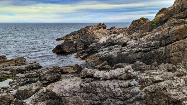 Rotsachtige Strand Landschap Bij Las Grutas Punta Ballena Uruguay — Stockfoto