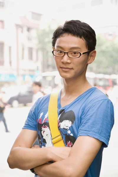 Portrait Jeune Homme Avec Sac Dos — Photo