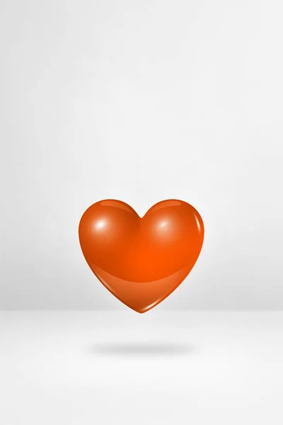 Πορτοκαλί Καρδιά Απομονώνονται Ένα Λευκό Στούντιο Φόντο Απεικόνιση — Φωτογραφία Αρχείου
