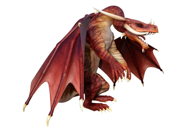 Darstellung Eines Fantasie Drachen Isoliert Auf Weißem Hintergrund — Stockfoto