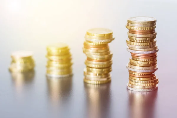 Monedas Apiladas Una Sobre Otra Primer Plano Concepto Dinero — Foto de Stock