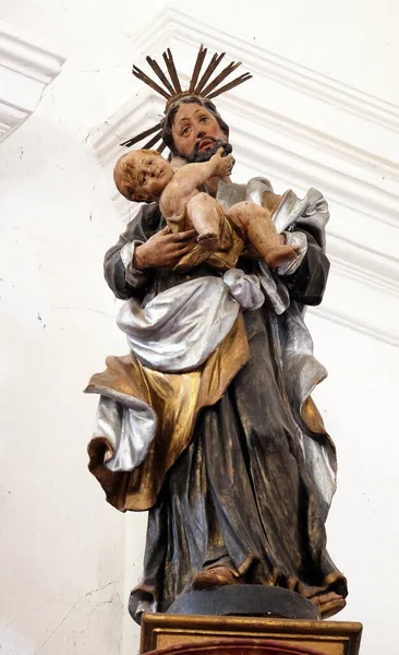 Statue Saint Joseph Avec Enfant Jésus Sur Autel Saint Antoine — Photo