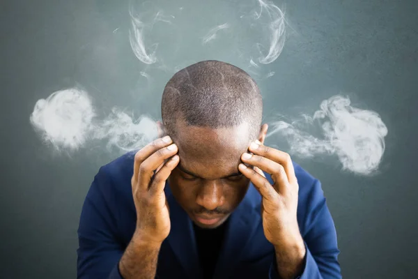 Gestão Stress Negócios Furioso Fumar Homem Infeliz — Fotografia de Stock