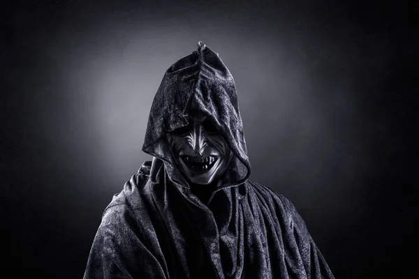 Scary Ghost Black Veil Dark Background — Stock Photo, Image