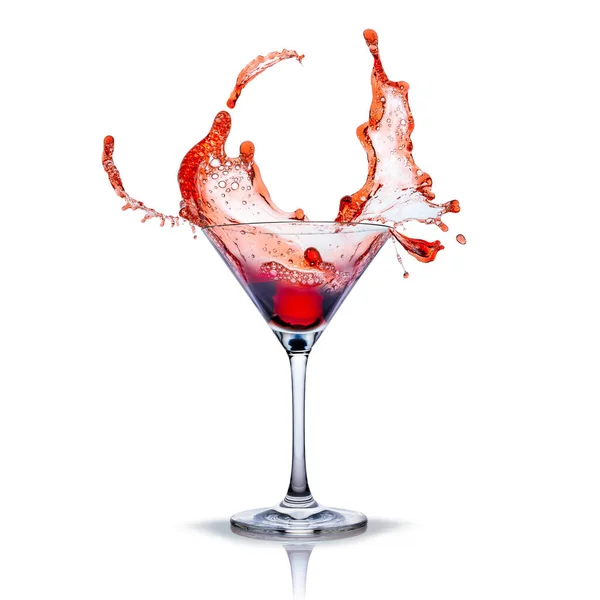 Verre Cocktail Avec Éclaboussures Rouges — Photo