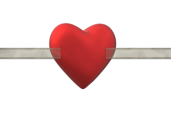 Hjärta Band Vit Bakgrund Kärlek Valentines Bröllopsdesign Papper Hjärta Organza — Stockfoto