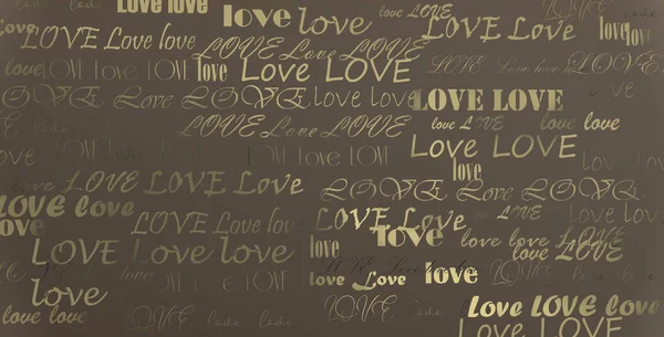 Gouden Multi Woorden Liefde Pastelbruine Achtergrond Illustratie — Stockfoto
