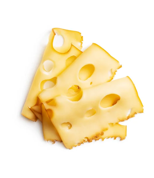 白い背景に隔離されたスライスしたハードチーズ — ストック写真