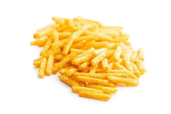 Papas Fritas Snack Salado Patatas Fritas Aisladas Sobre Fondo Blanco —  Fotos de Stock