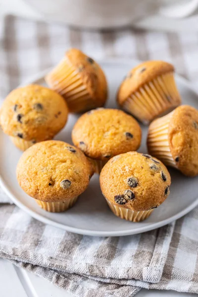 Muffin Alla Vaniglia Dolci Cupcake Sul Piatto — Foto Stock