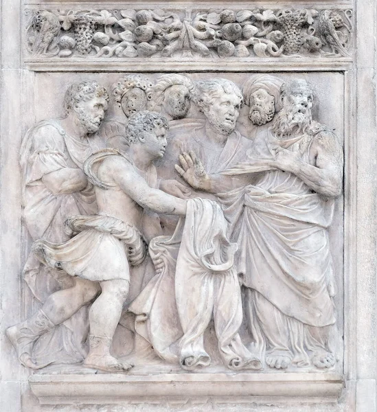 Bratři Ukazují Jákobovi Josefovo Oblečení Panel Girolamo Trevisio Pravé Dveře — Stock fotografie