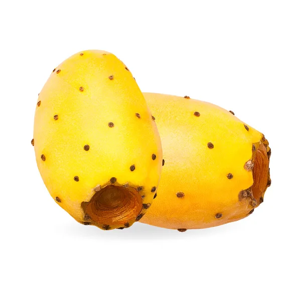 Izolované Plody Opuntia Dvě Celé Pichlavé Hruškové Plody Stíny Střihací — Stock fotografie