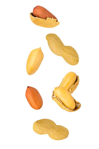 Nozes Isoladas Sete Amendoins Mistura Com Shell Witout Isolar Branco — Fotografia de Stock