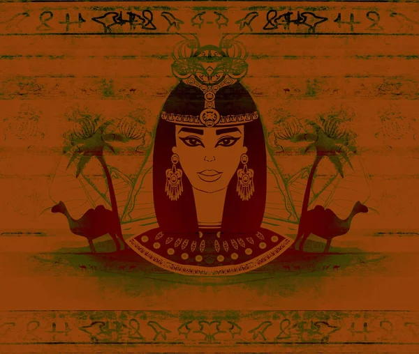 Old Paper Egyptian Queen Artistic Grunge Background — Stock Photo, Image