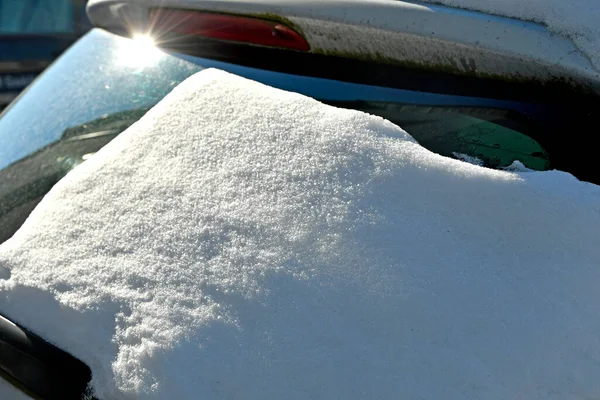 Snö Framruta Bil — Stockfoto